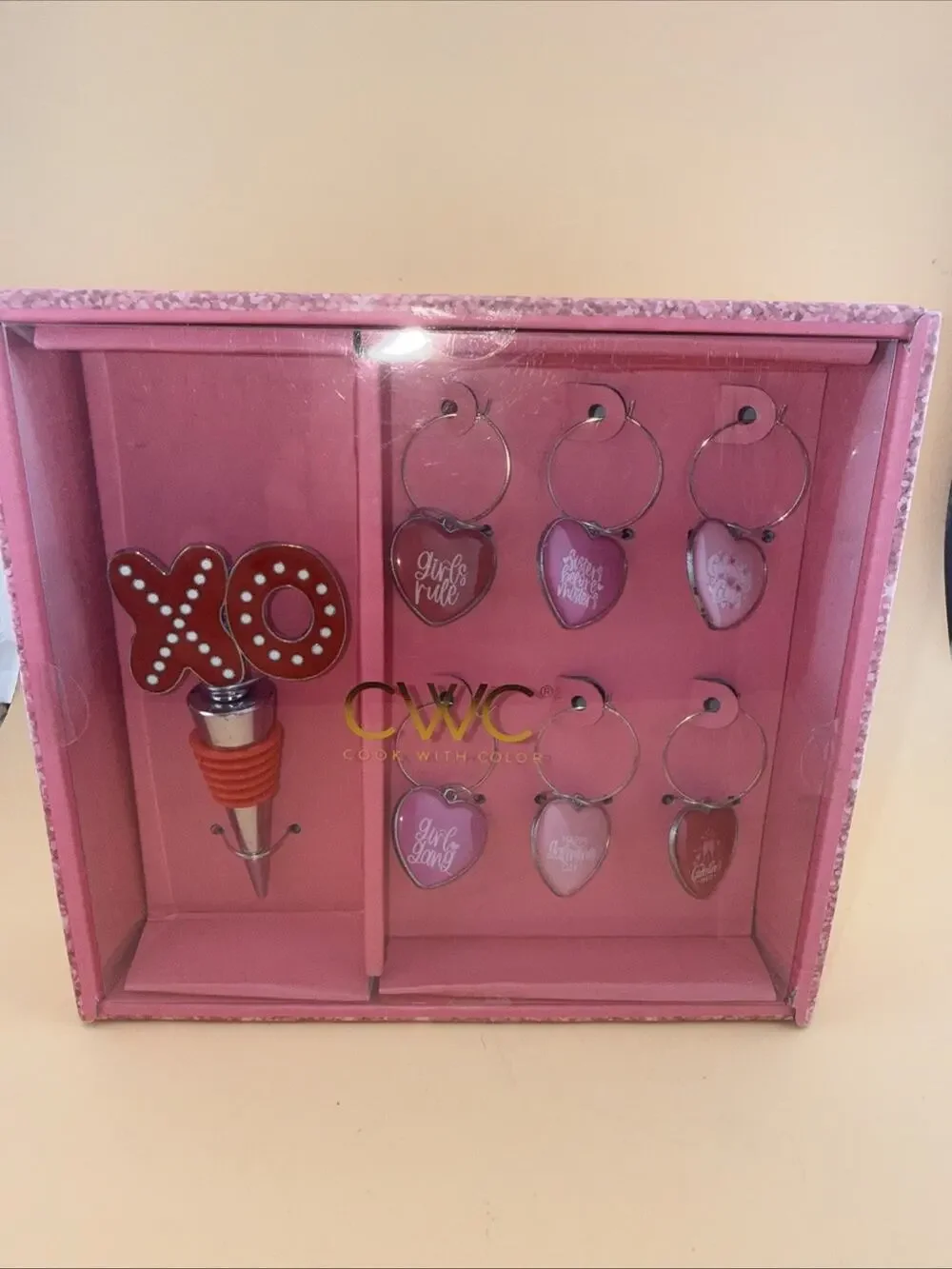 CWC Wine Glass Charms & Bottle Stopper Set Galentine's Day Showers Bridal
